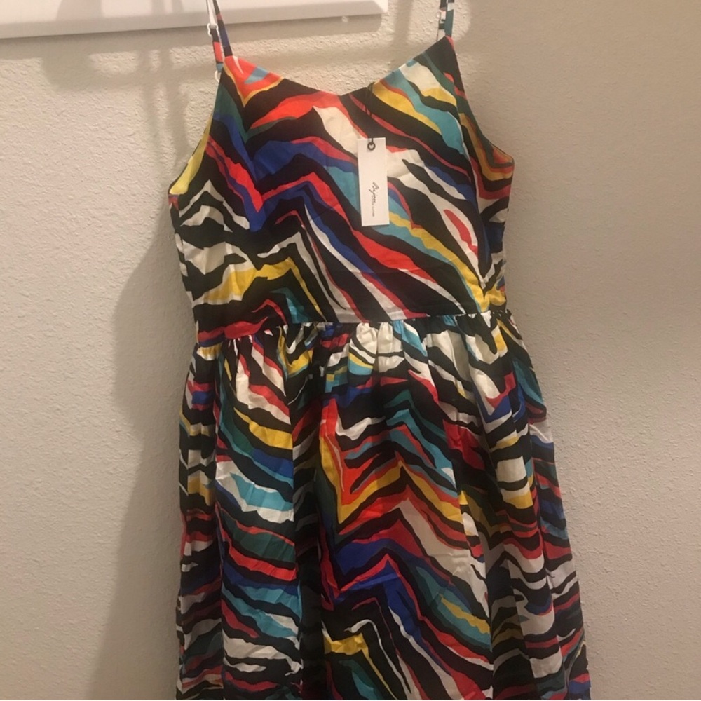 Bijou Sauvage Girls' Multicolor Zigzag Print Spaghetti Strap Dress Size 12 NWOT